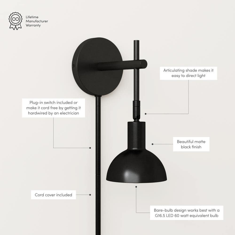 Nathan James 2-Pack Metal Plug-in Armed Wall Sconce Set