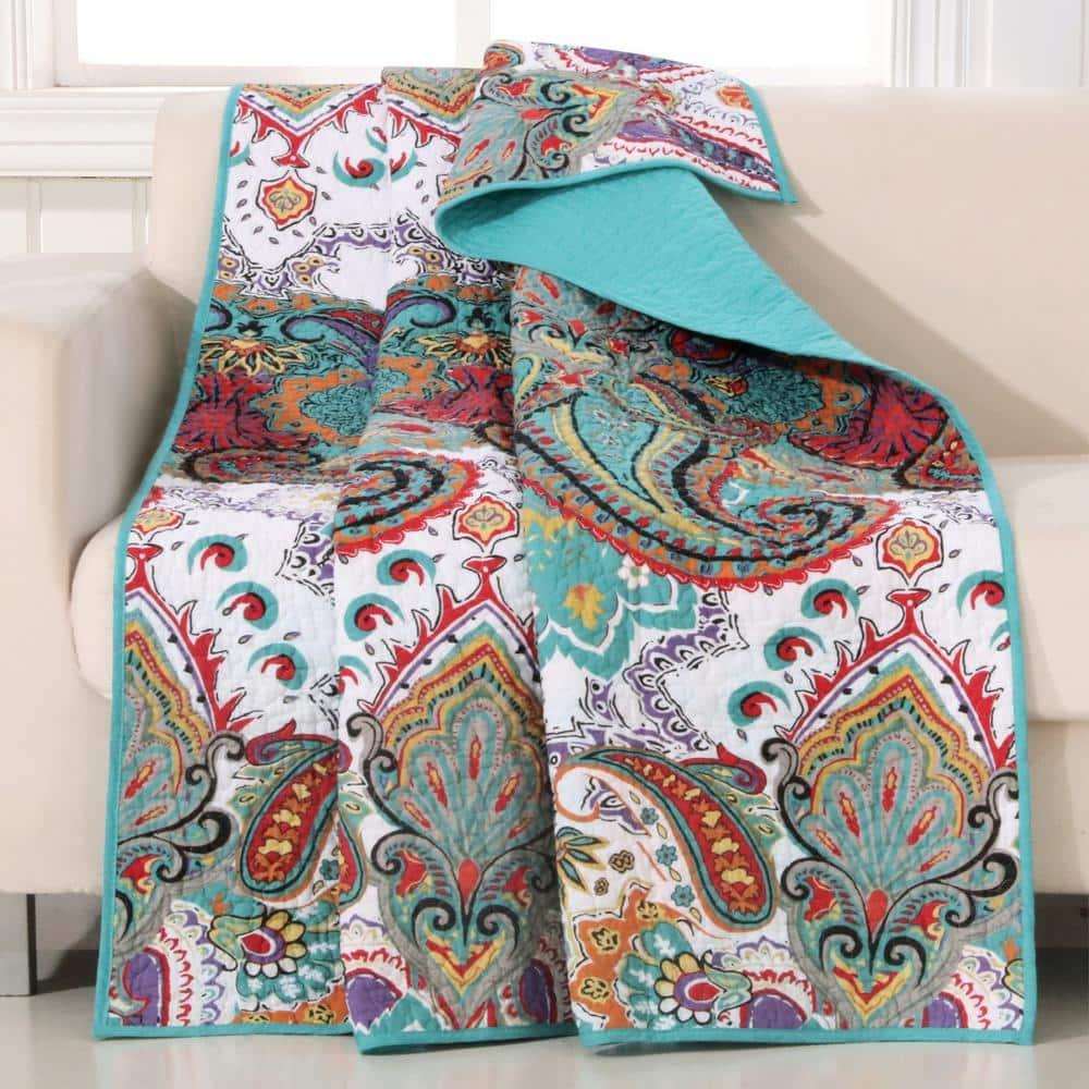 Greenland Home Fashions Nirvana Paisley 100% Cotton Quilted Throw