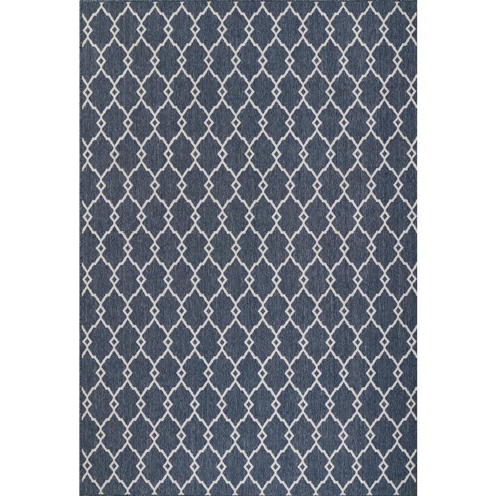 Momeni Baja Geometric Denim Indoor Outdoor Rug 6'7" X 9'6"