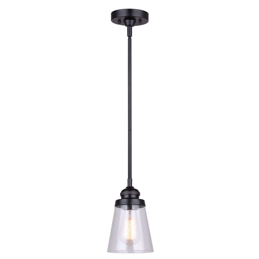 Canarm  1 Light Pendant, Black Finish Matte Black