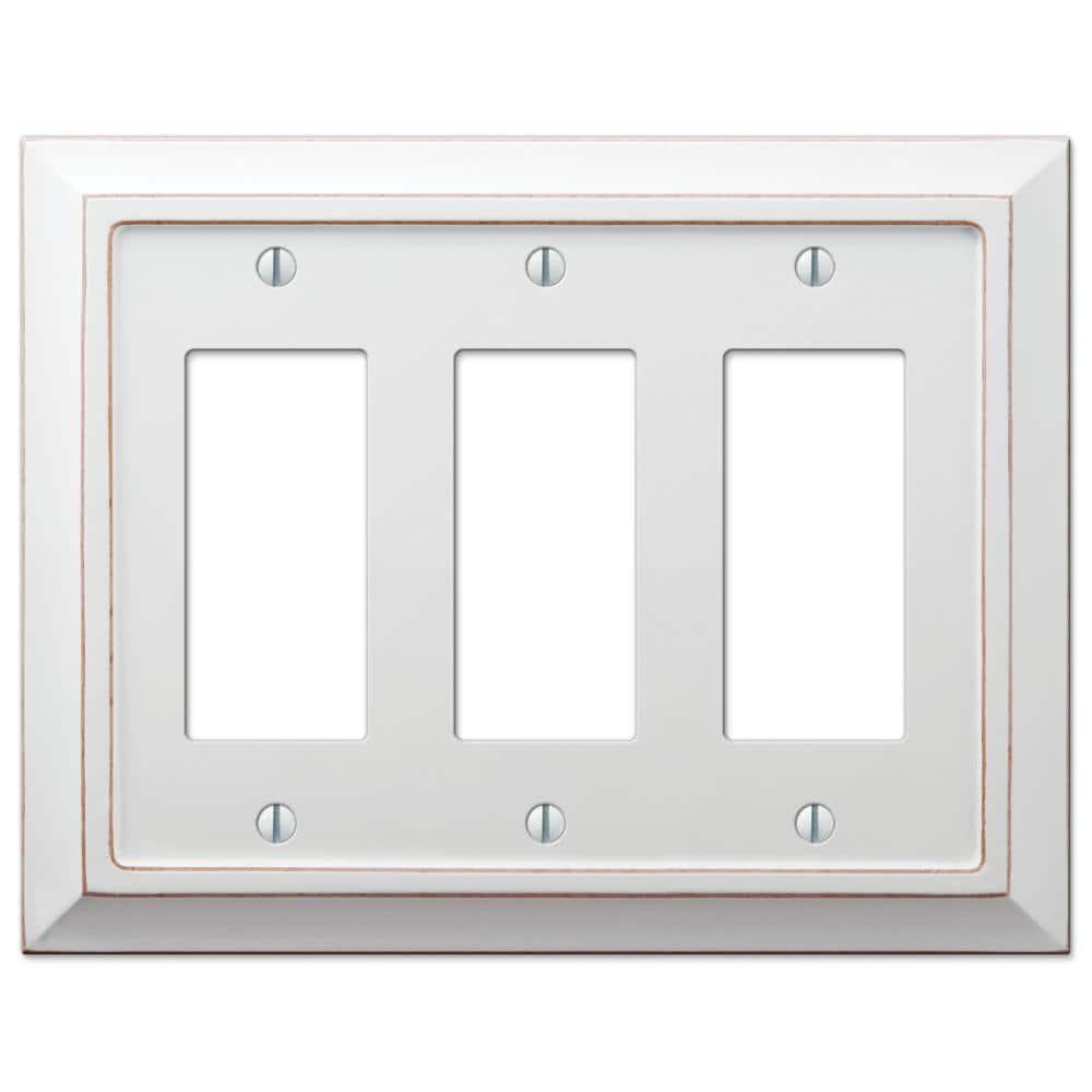Amerelle 4040RRRDW Moderne Wallplate 3 Rocker Wood Distressed White 1-Pack