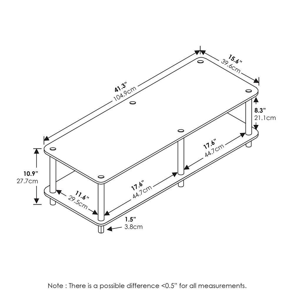 Furinno No Tools Wide TV Stand Media Entertainment Center for TVs up to 43" with Large Capacity Light Cherry Color Black Tube