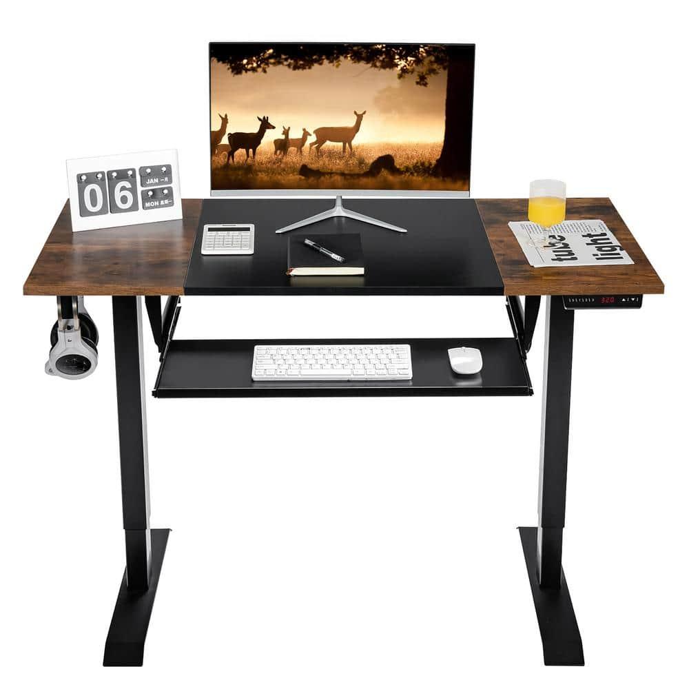 Costway 48'' Electric Sit to Stand Desk Adjustable Workstation w/ Keyboard Tray Black