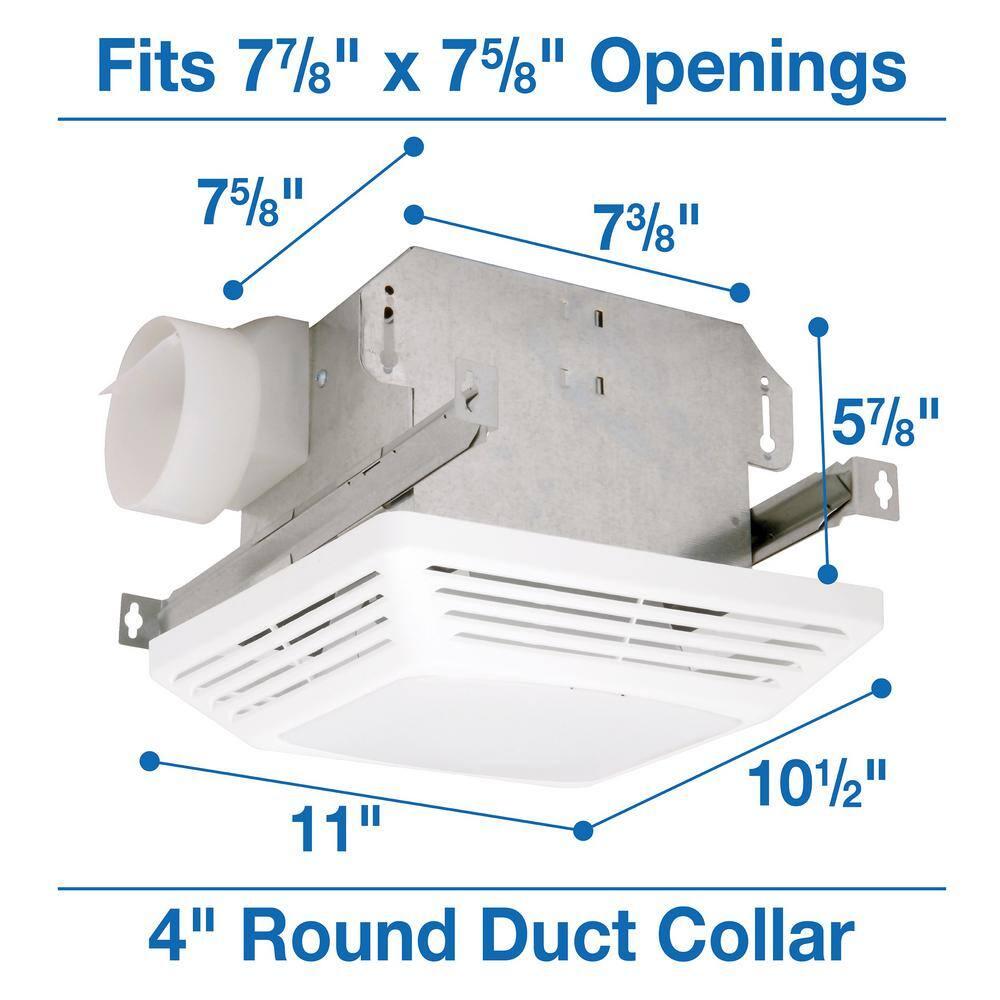 Air King ASLC Series ASLC70 Exhaust Fan with Light, 1.6 A, 120 V, 70 cfm Air, 4 sones, 4 in Duct, White