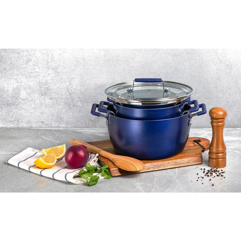 Granitestone Granitestone 6 Piece Stackable Nonstick Nesting Pots with Lids, Dishwasher Safe