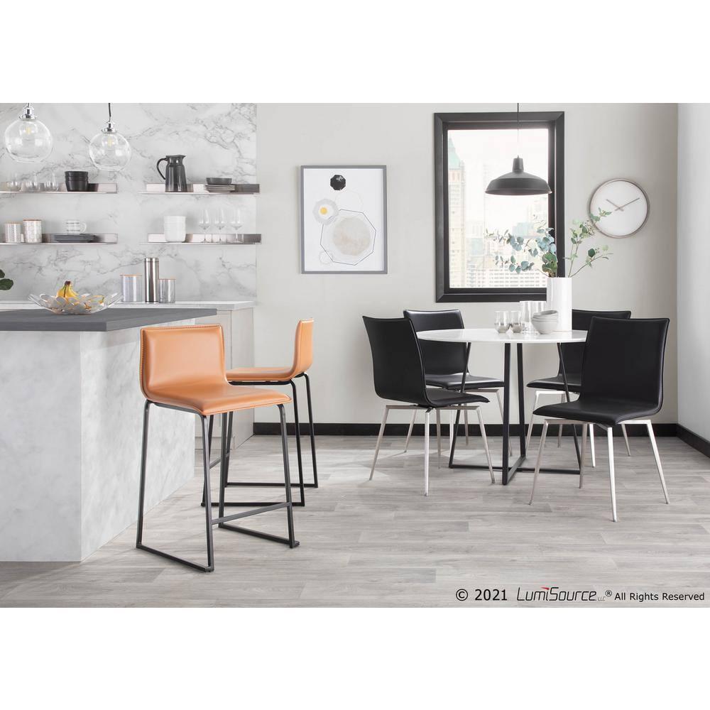 Set of 2 26" Mara Contemporary Counter Height Barstools Black/Camel Brown - LumiSource