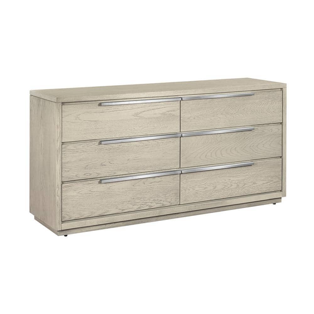 Abbey 6 Drawer Dresser in Gray Oak Wood