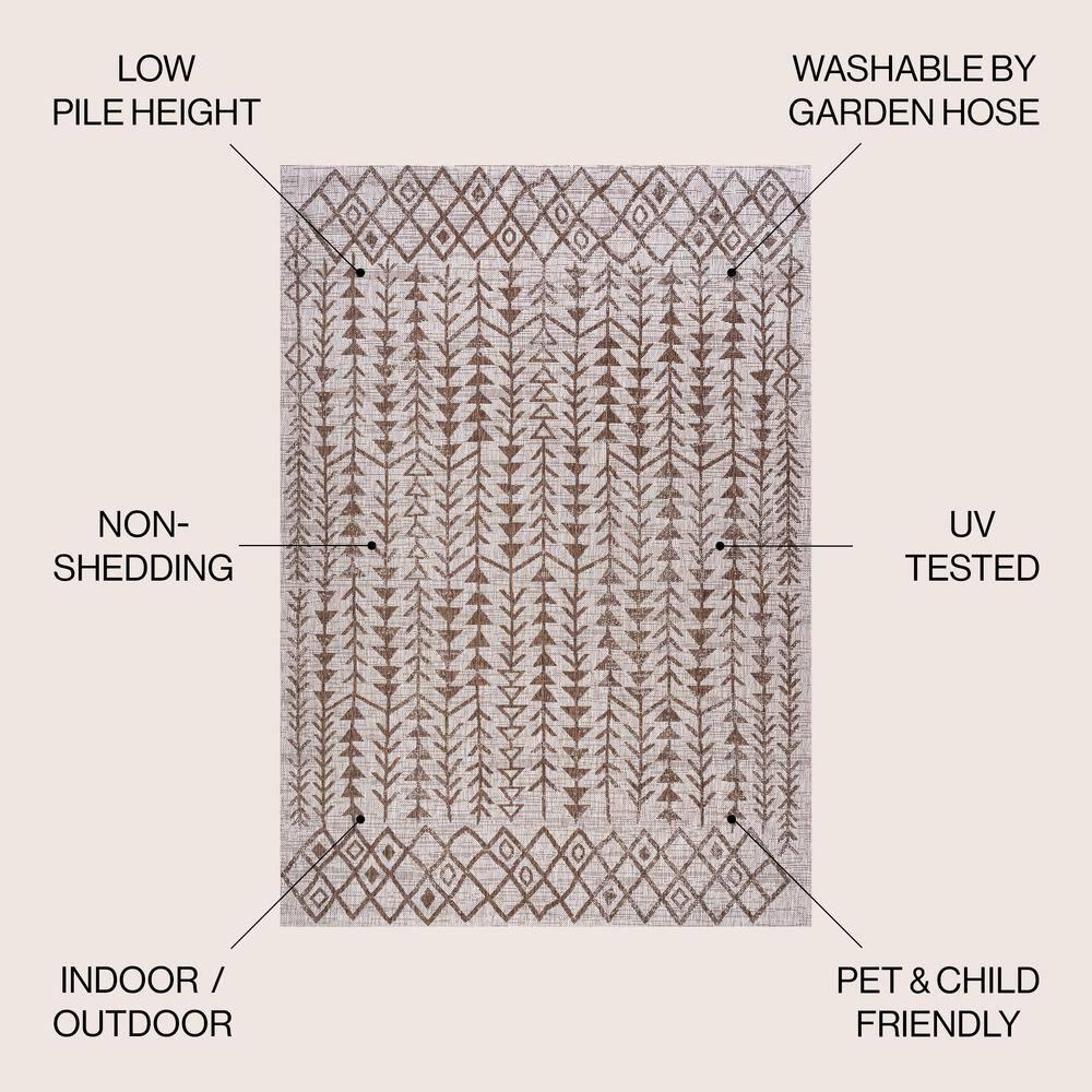 8'x10' Tokay Bohemian Geometric Indoor/Outdoor Area Rug, Beige/Brown - JONATHAN Y