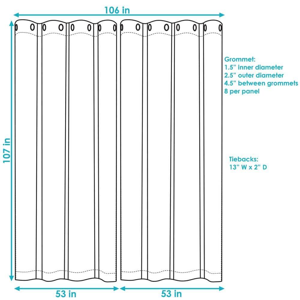 Sunnydaze Modern 2-Piece Blue and White Stripe Light-Filtering Curtain Set
