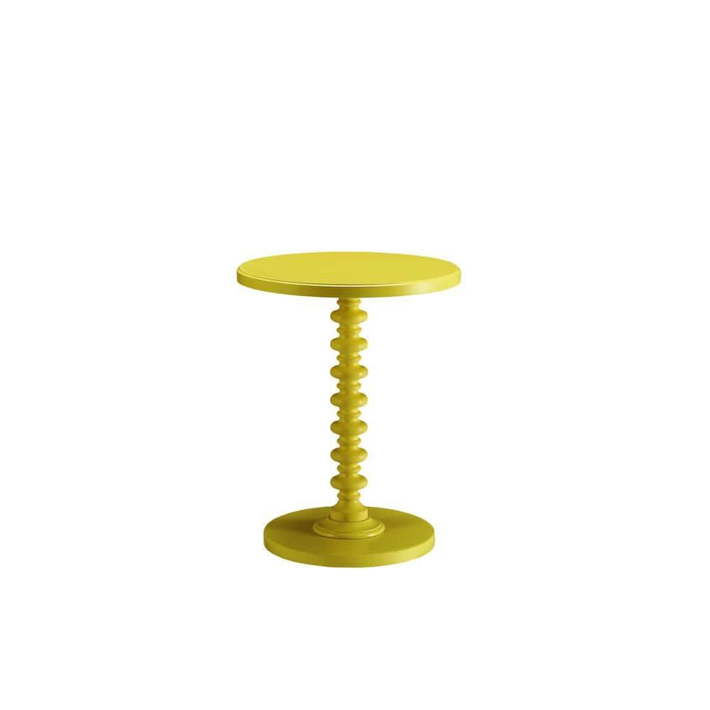 Yellow Solid Wooden Spindle Side Table