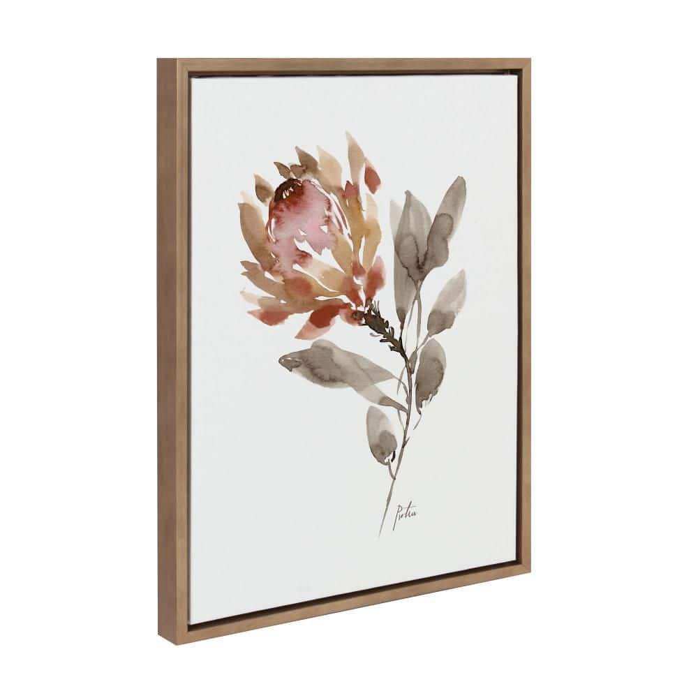 18" x 24" Sylvie Wild King Protea Framed Canvas by Sara Berrenson Gold - Kate & Laurel All Things Decor: Vertical Botanical Digital Art