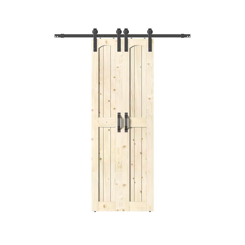 Coast Sequoia 84'' Solid Wood Barn Doors with Installation Hardware Kit Barn Door