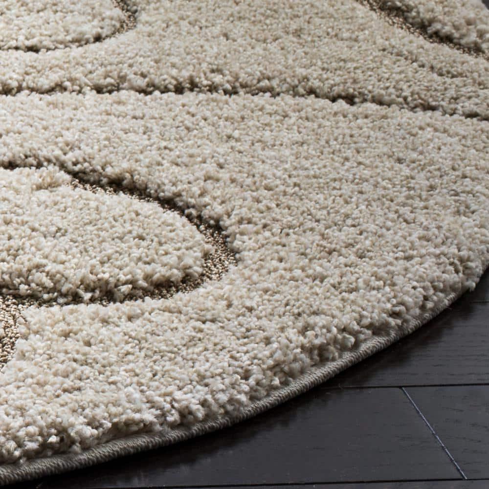 Florida Shag SG455 Power Loomed Indoor Area Rug - Cream/Beige - 5' round - Safavieh.