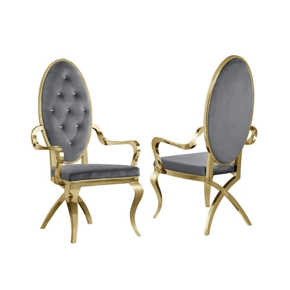 Tufted Velvet King Louis Back Arm Chair
