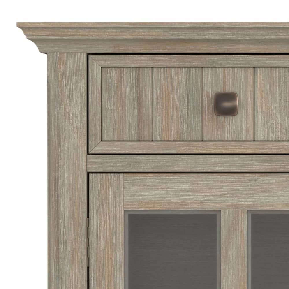 Simpli Home Acadian 36"W Solid Wood 2-Shelf Entryway Storage Cabinet with Glass Doors and 2 Drawers
