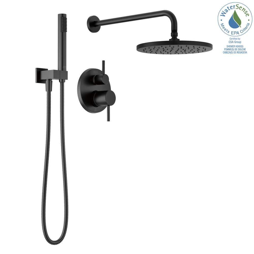 Modern Raincan Round Shower System, Rain Shower Head with Handheld Spray, Shower Faucet Set