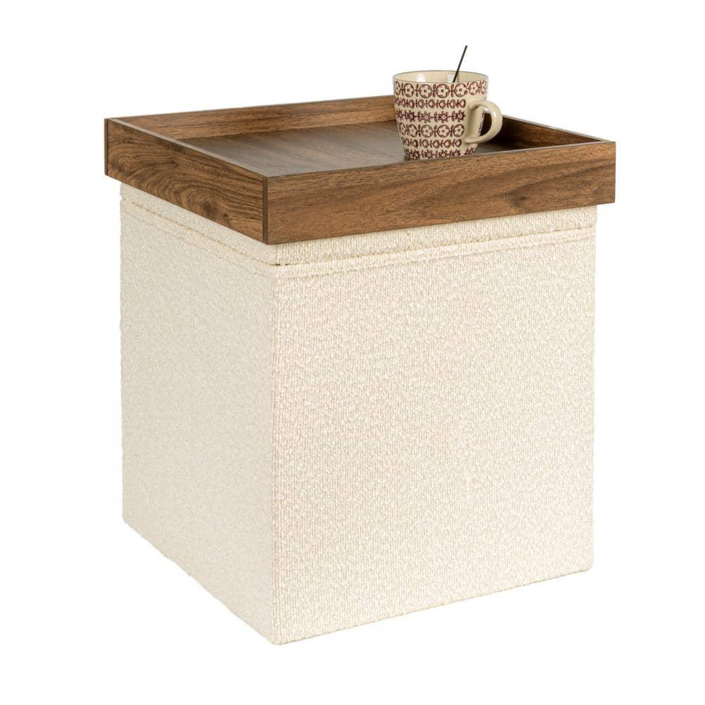 Household Essentials Versatile Boucle Ottoman With Hidden Storage