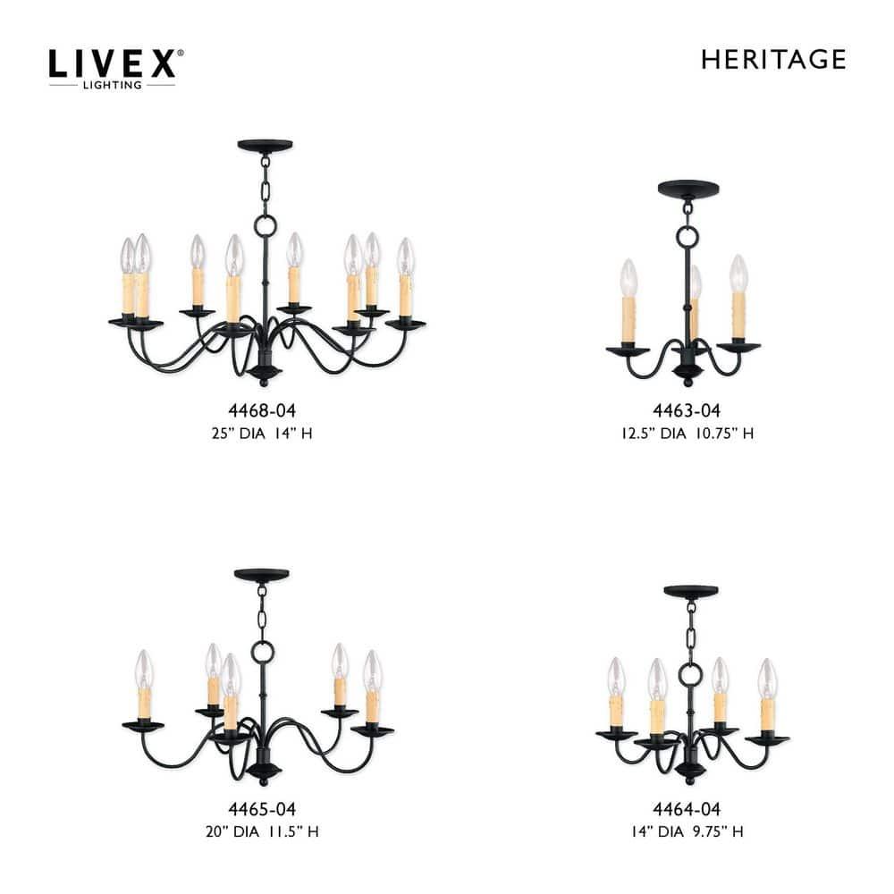 Livex Lighting Heritage 3 - Light Chandelier in  Black