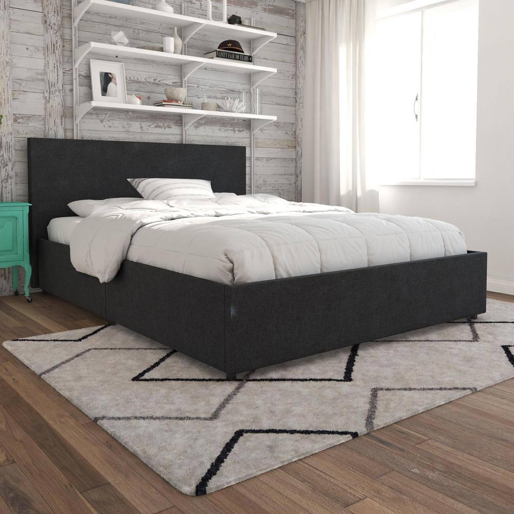 Novogratz Kelly Upholstered Unfinished Platform Storage Bed