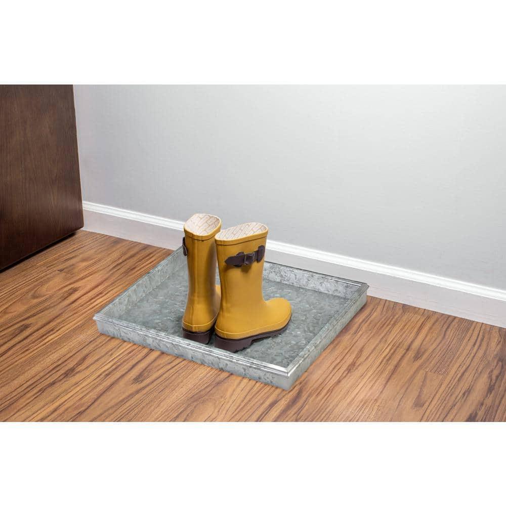 Galvanized Gray Rectangular Metal Multi-Purpose Boot Tray