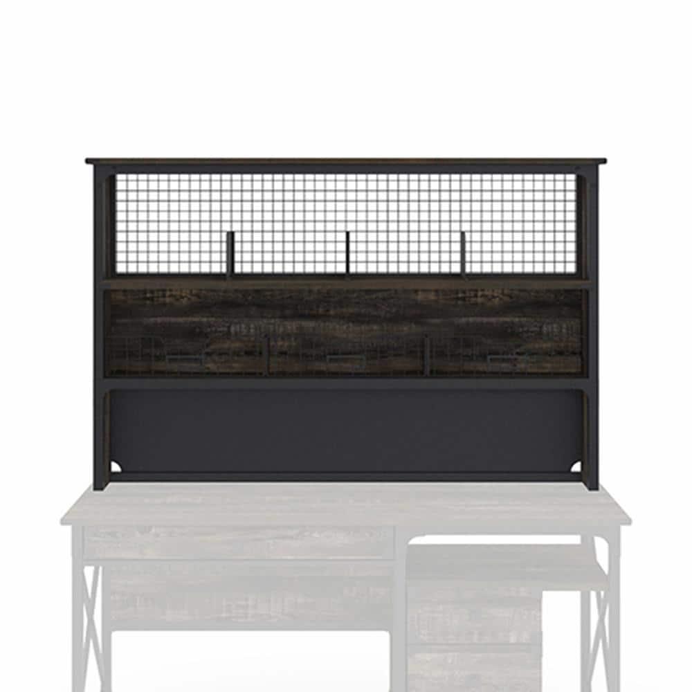 Sauder Steel River Industrial Desktop Hutch, Carbon Oak Finish