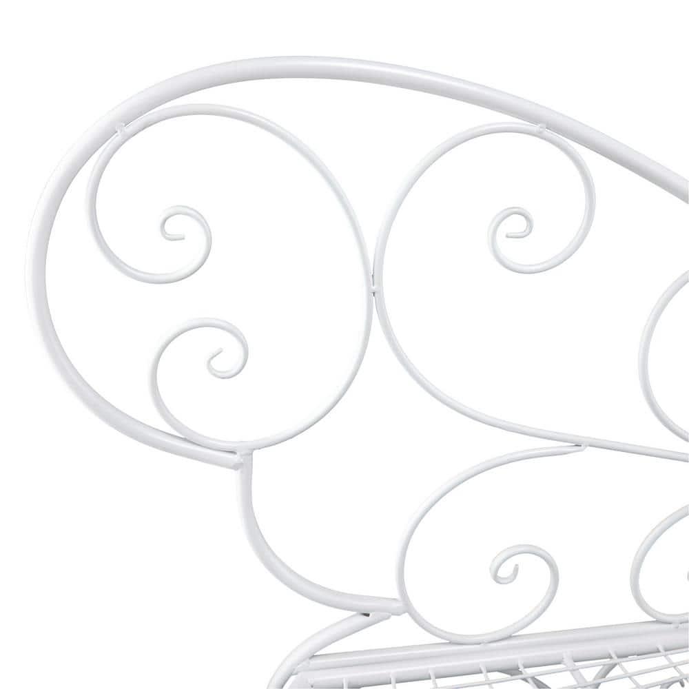 38" x 62" Metal Butterfly Outdoor Bench White - Alpine Corporation: Weather-Resistant, Garden Seating