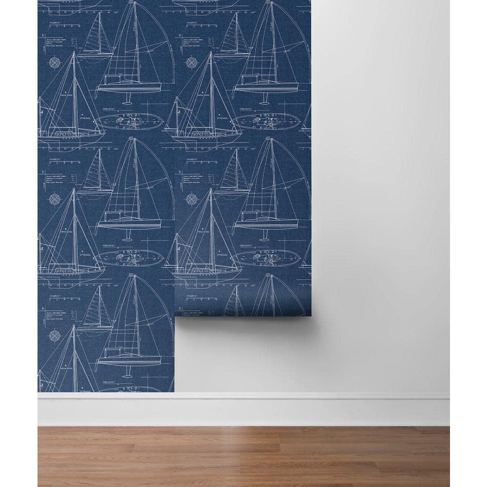 NextWall Navy Blue Yacht Club Peel and Stick Wallpaper