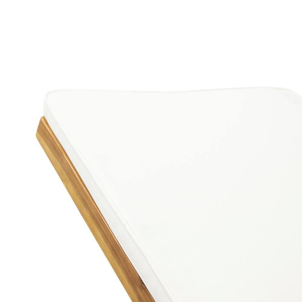 Noble House Maki Acacia Wood Patio Chaise Lounge in Teak/Cream Cushion