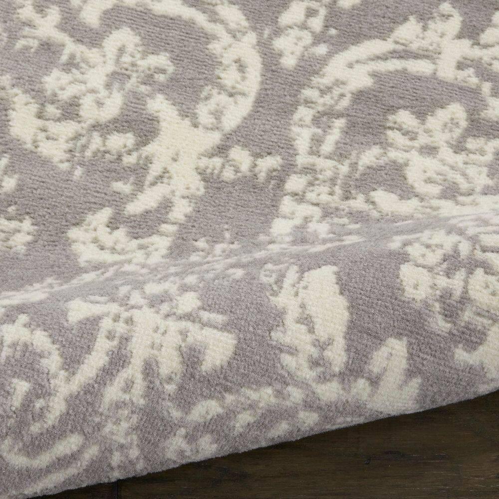 Nourison Jubilant 5'3" x 7'3" (5' x 7') Grey Area Rug Farmhouse Vintage Damask by Nourison