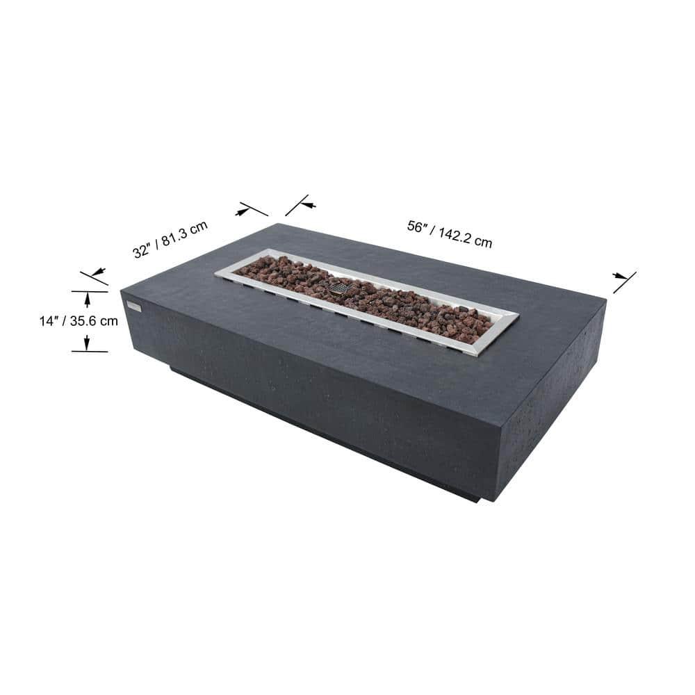 Gray Gas Free-Standing Fire Pit Table with Lava Rocks