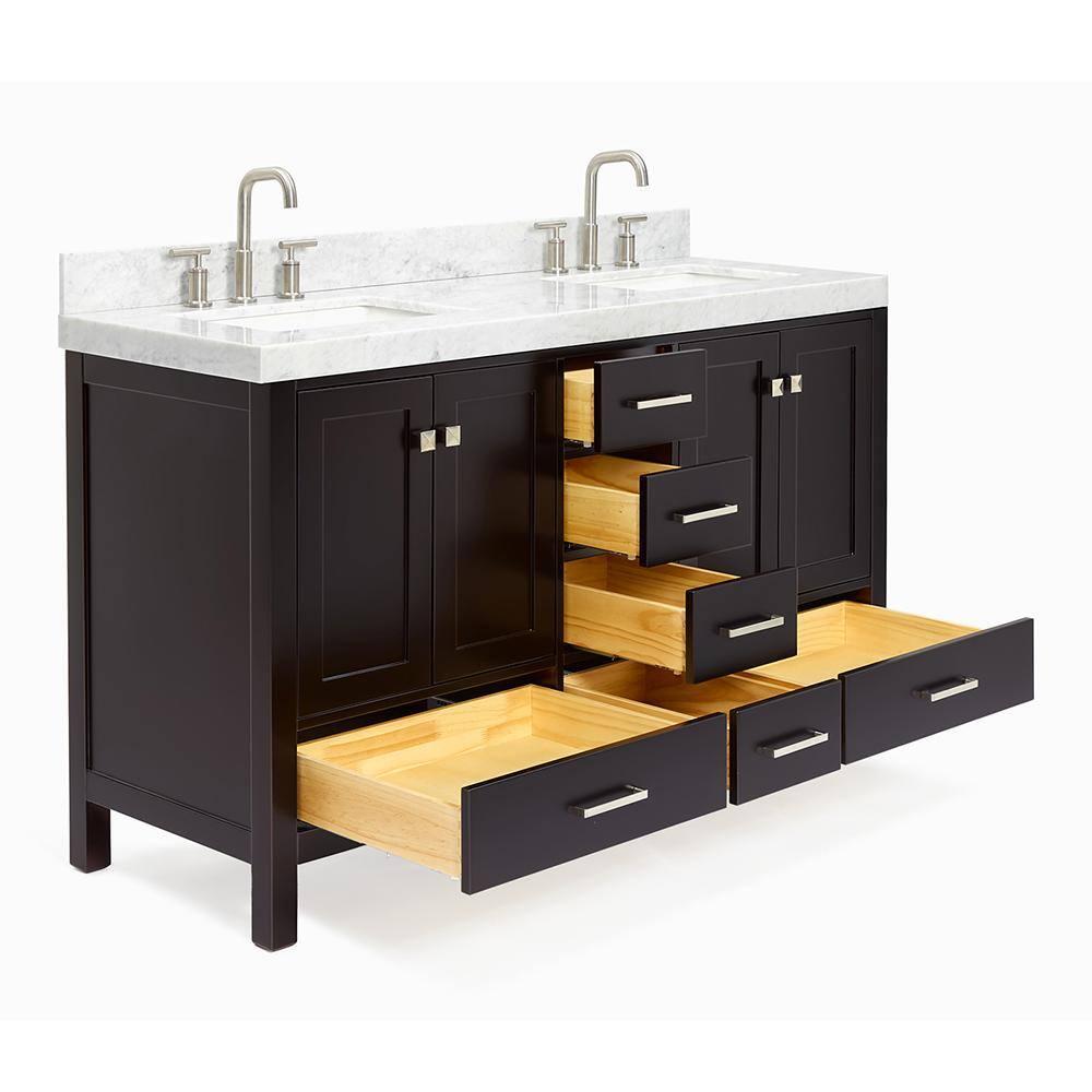 Cambridge Double Bathroom Vanity with Carrara Marble Top
