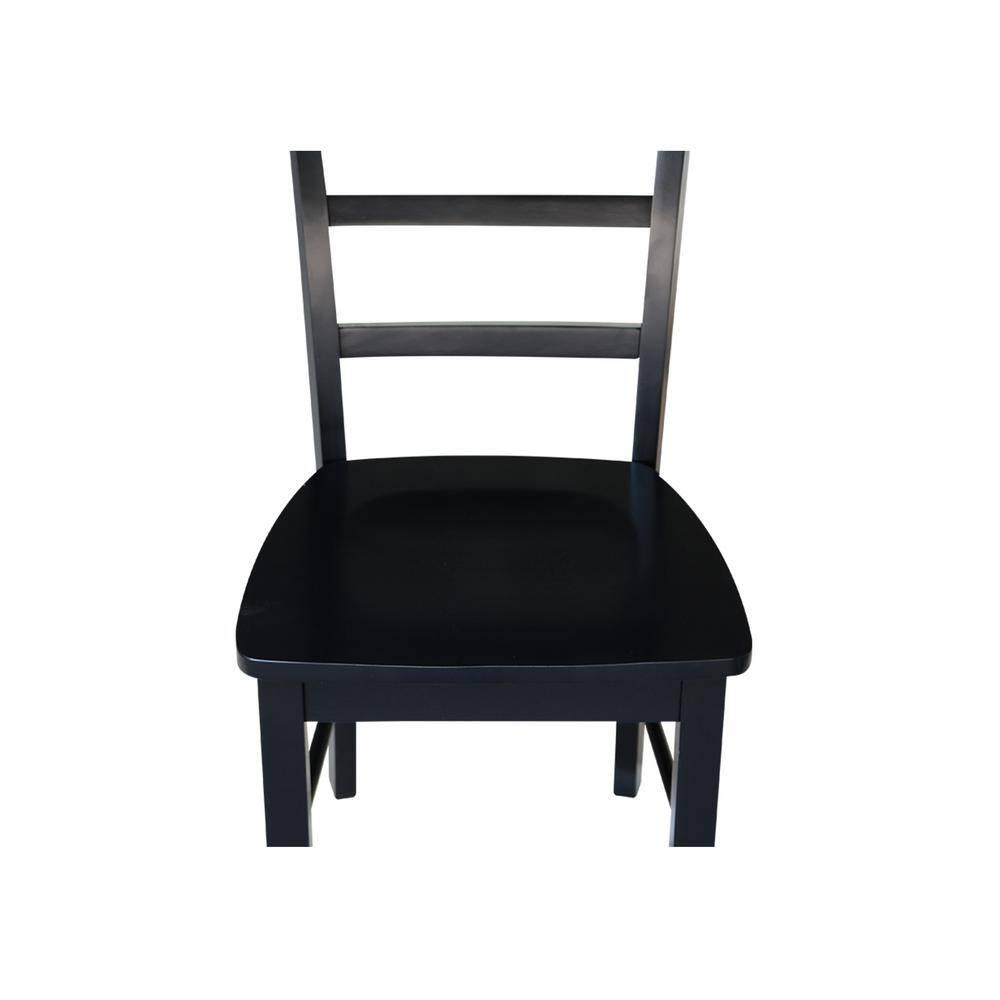 Set of 2 Madrid Ladderback Chairs Black - International Concepts: Solid Wood, Armless, Transitional Style