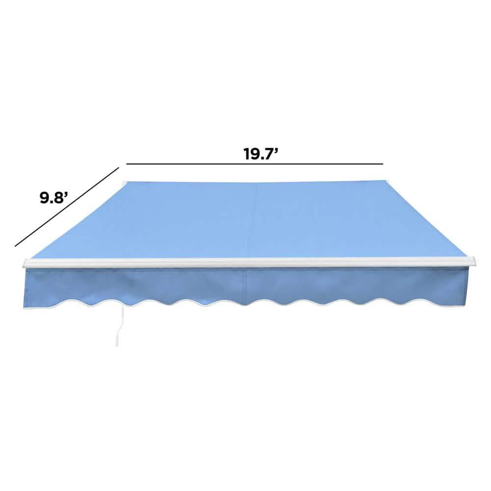 Motorized Retractable White Frame Patio Awning
