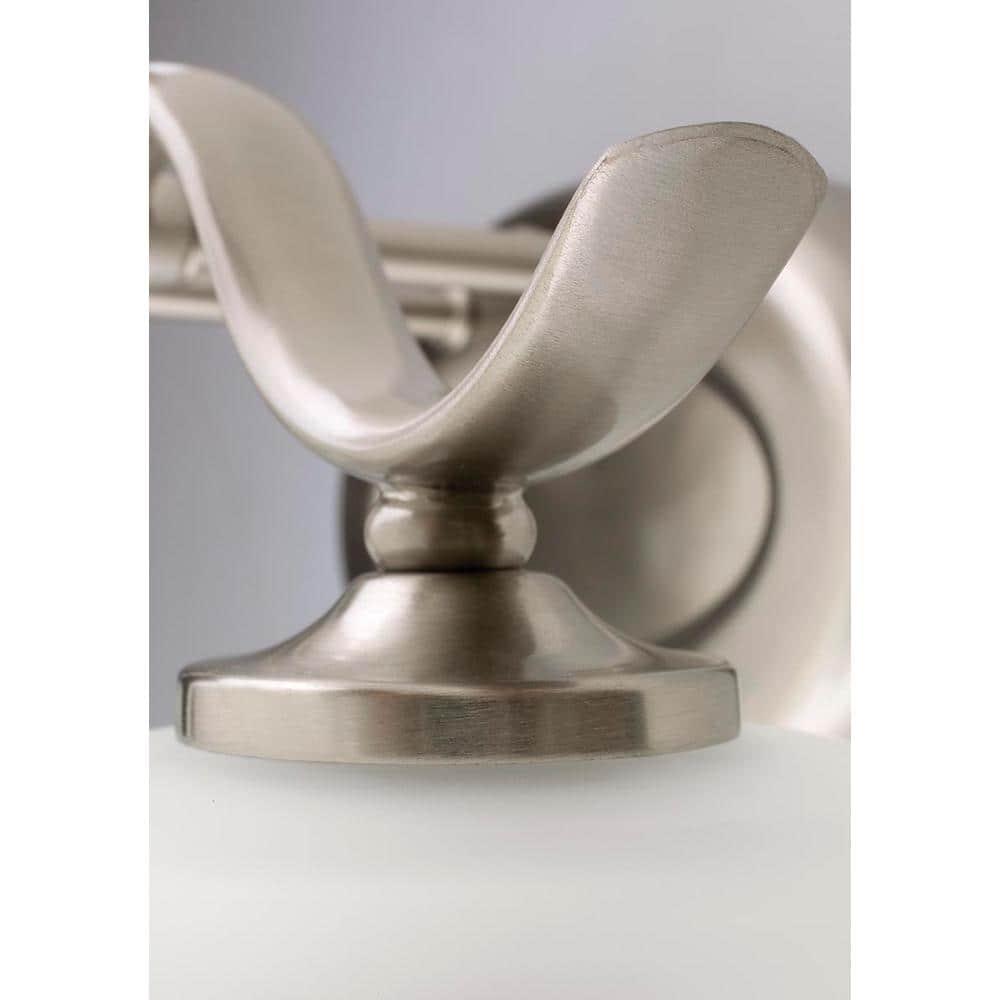 Progress Lighting Inspire Collection 2-Light Wall Sconce, Brushed Nickel, Etched Glass Shades