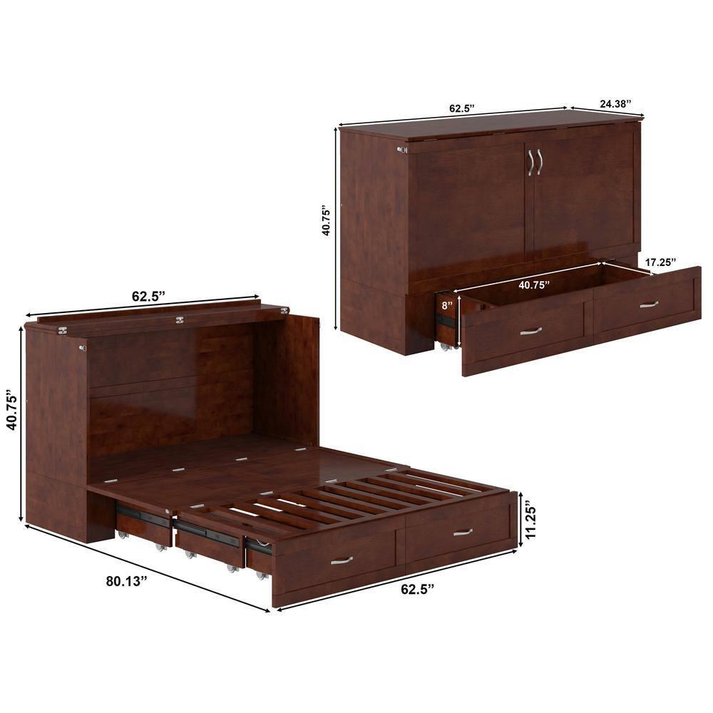 Queen Hamilton Murphy Bed Chest with Folding Mattress - AFI: USB Turbo Charger, Storage