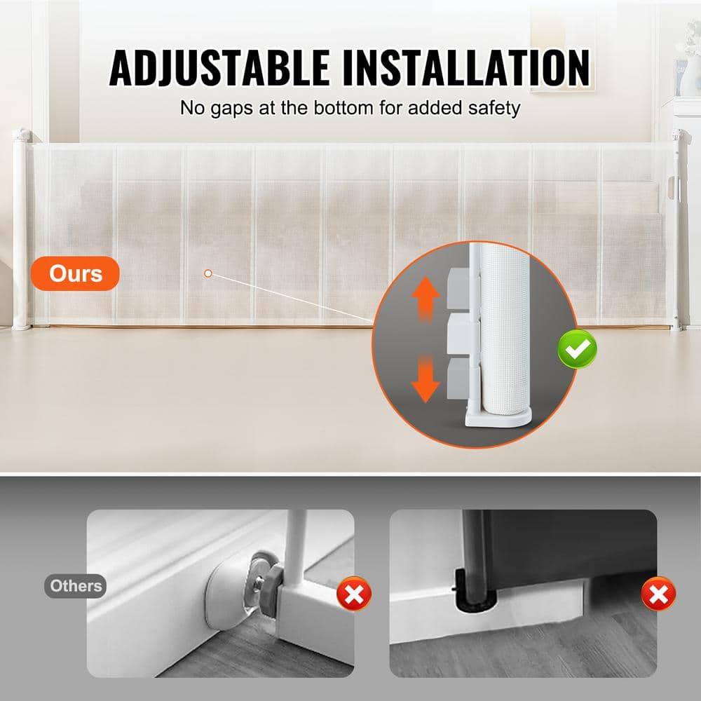 VEVOR Retractable Gate Black Plastic Wall Mounted Pet Gate