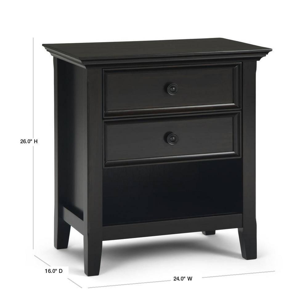 Simpli Home Amherst Wood 24" Transitional Bedside Nightstand Table in Hickory Brown