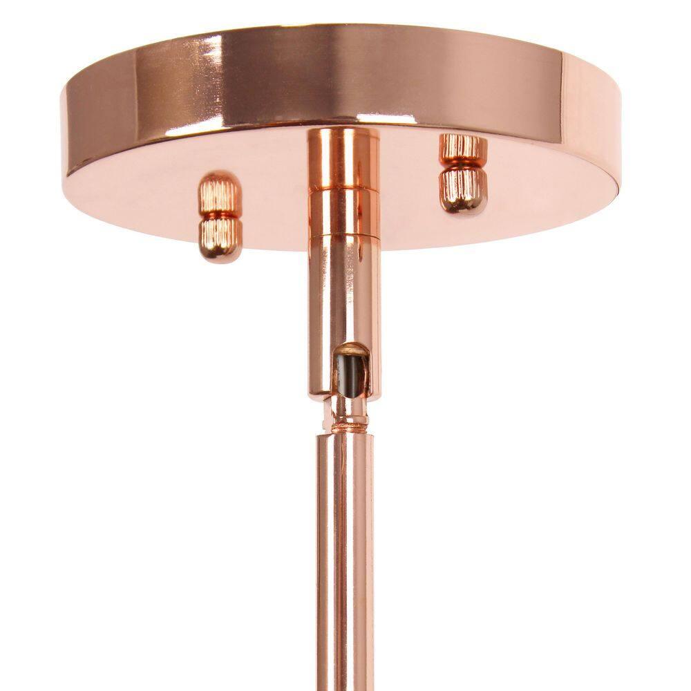 1-Light 9.25" Modern Farmhouse Adjustable Hanging Cylindrical Clear Glass Pendant Fixture with Metal Accent Rose Gold - Lalia Home