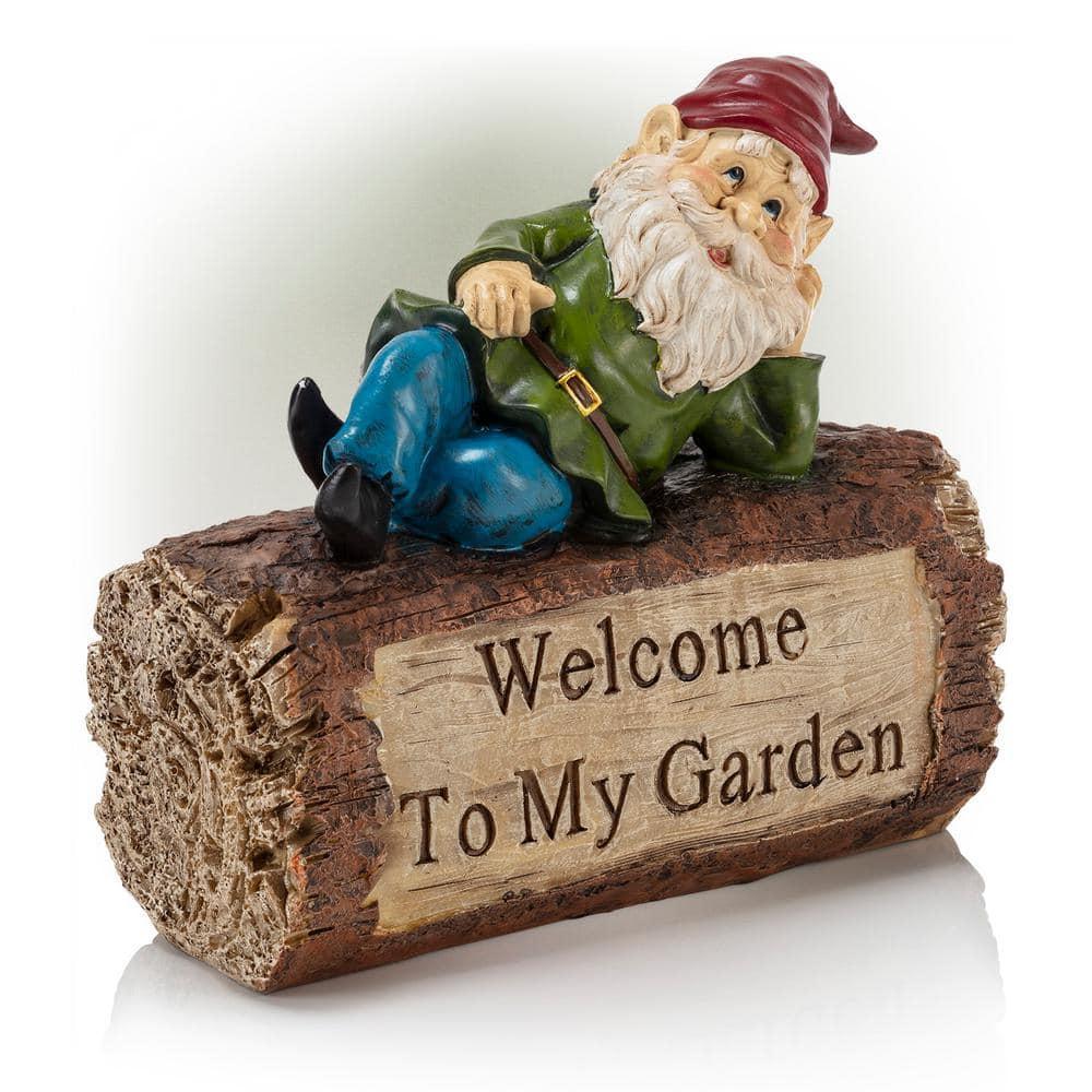 Alpine Corporation Gnome and Welcome Sign Statue