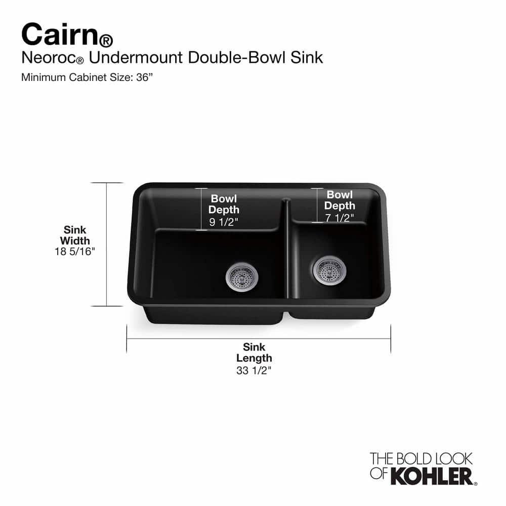 Cairn® 34" L x 18" W Double Basin Undermount with Accessories