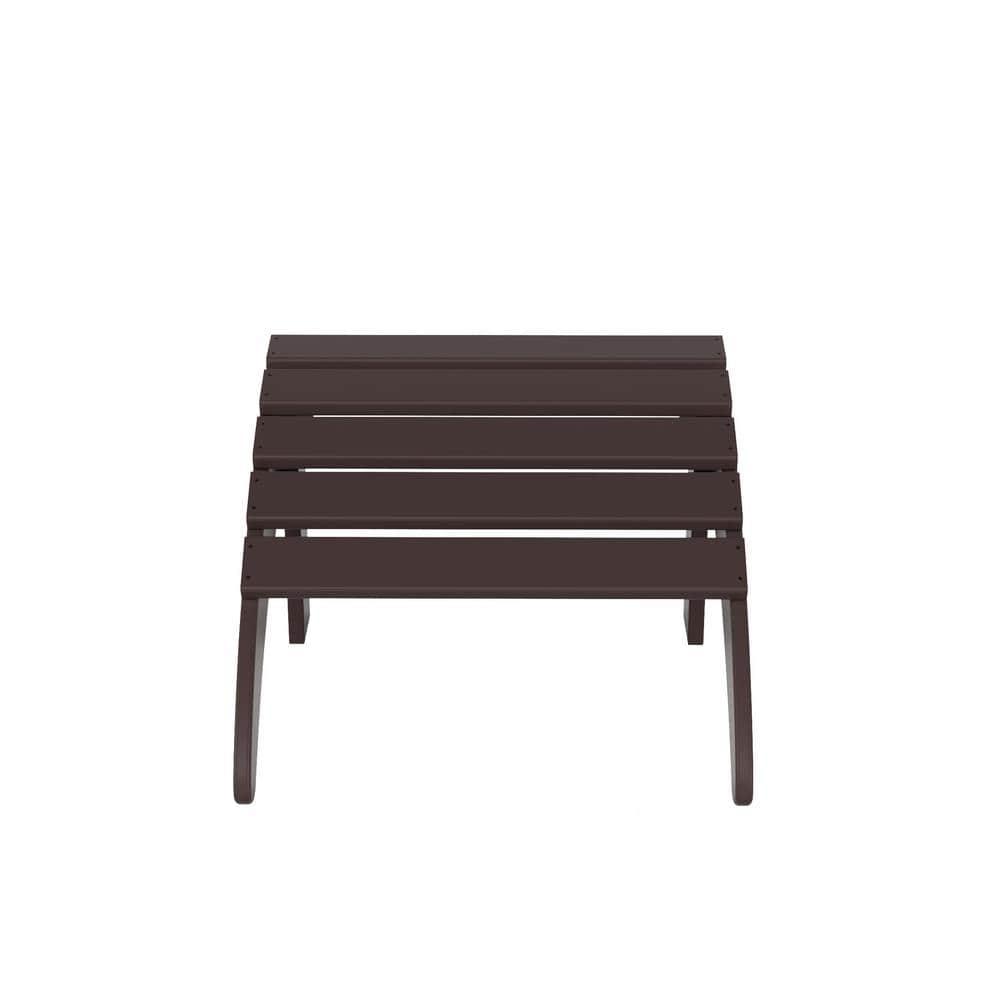 Polytrends  Laguna Hdpe All Weather Outdoor Patio Foldable Ottoman Dark Brown