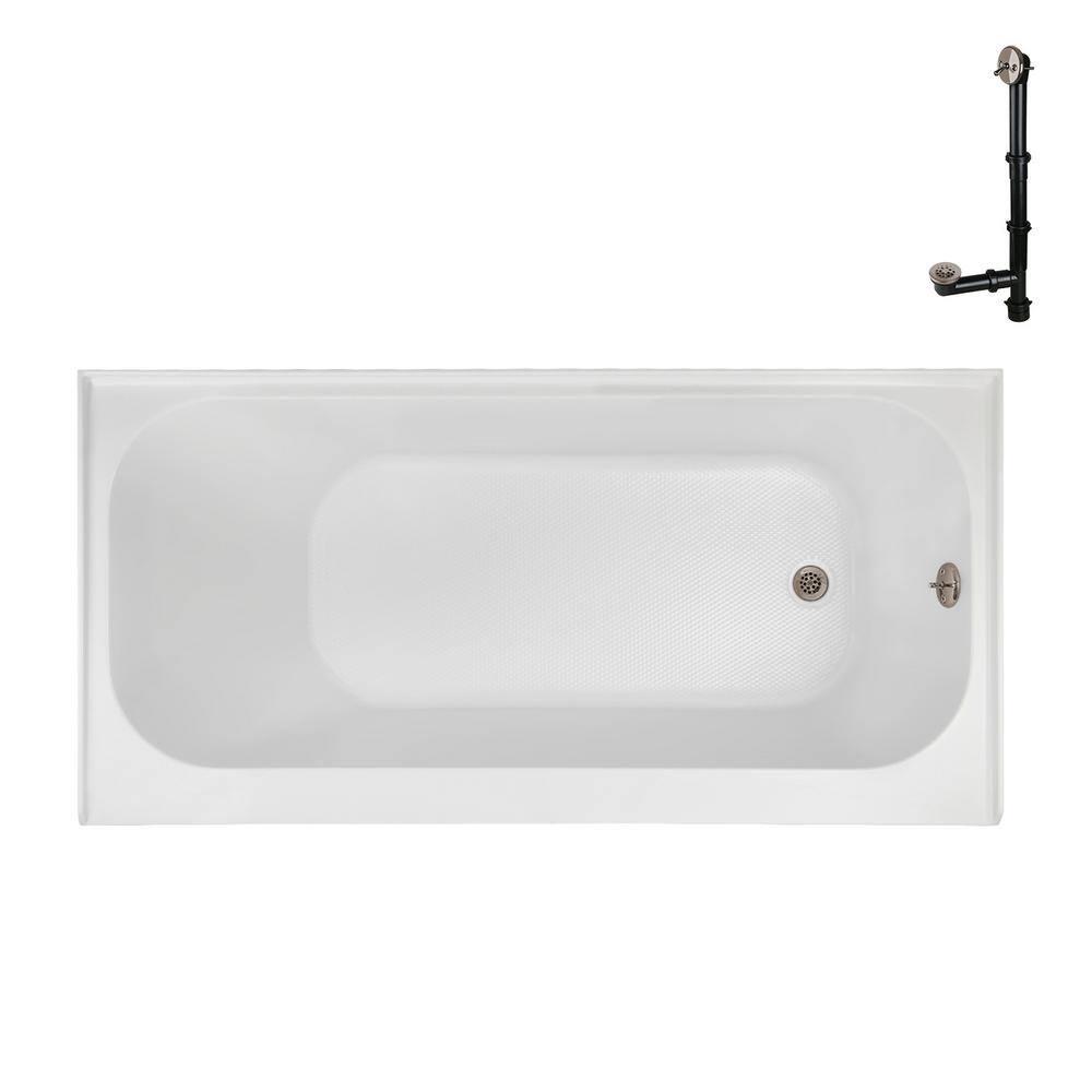 Streamline 60 in. x 30 in. Acrylic Right-Hand Drain Alcove Bathtub in Glossy White With External Drain