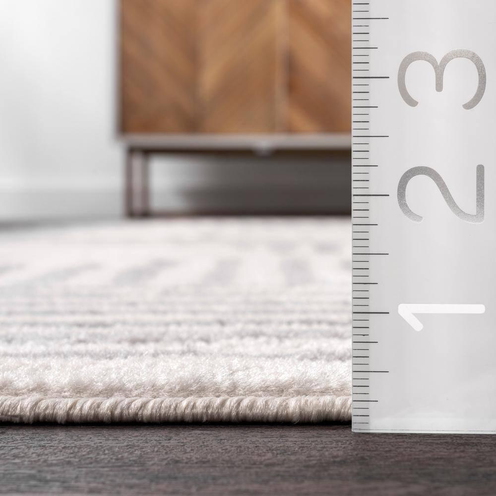 8'x10' Briggs Contemporary Striped Area Rug Light Gray: Geometric Pattern, Low Pile, Indoor Use - nuLOOM
