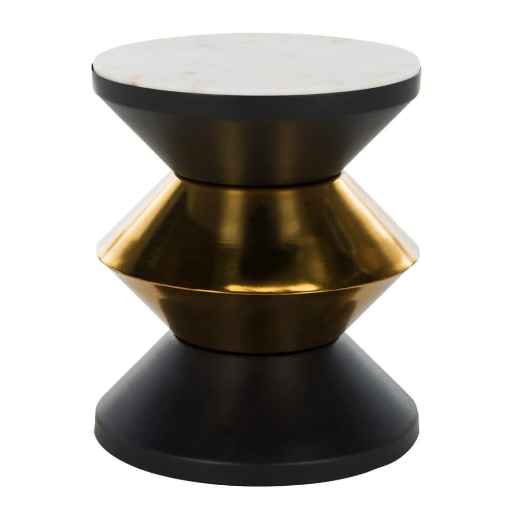 Azizi Stone Top Side Table - ACC3202A - Black/Gold - Safavieh