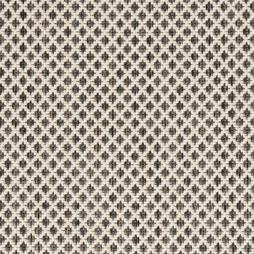 Nourison 4' x 4' Courtyard Modern Easy Care Flatweave Indoor Outdoor Round Rug Ivory/Charcoal