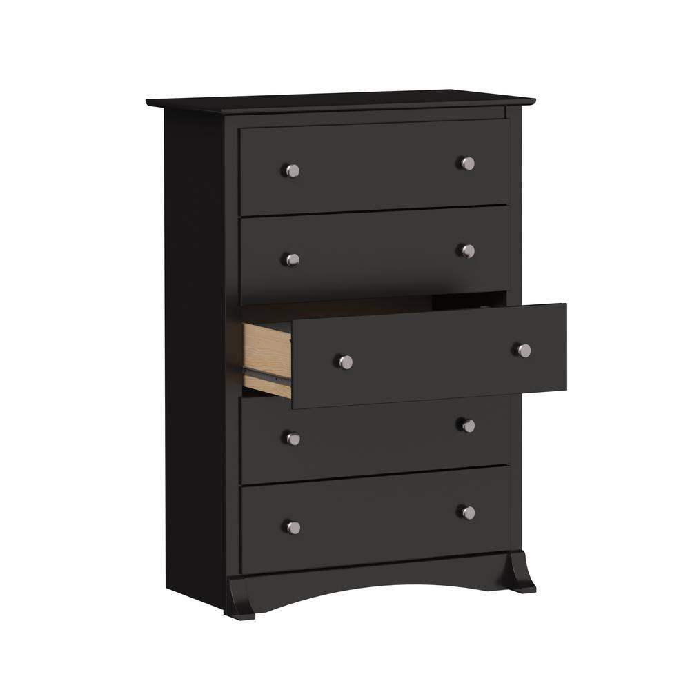 Prepac Sonoma Superior 5-Drawer Chest for Bedroom - Spacious and Stylish Chest of Drawers, Measuring 17.75"D x 31.5"W x 44.75"H, In Black Finish