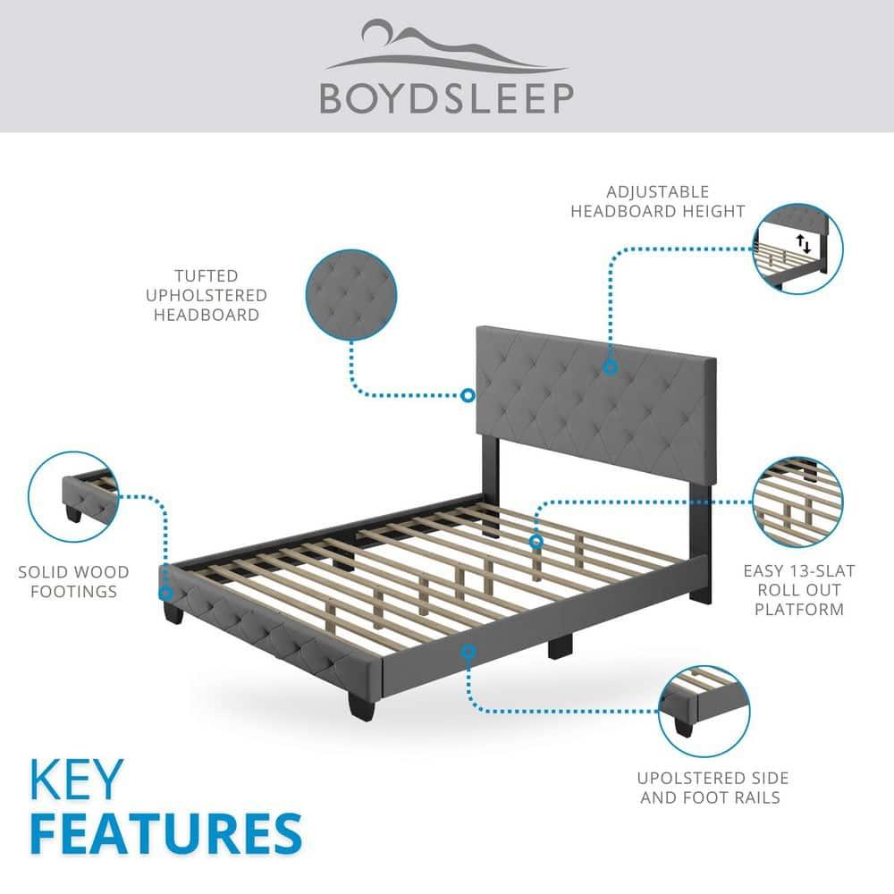 Boyd Sleep Boyd Sleep Chloe Linen Upholstered Bed Frame with Adjustable Headboard, Sturdy Wood Slat System, No Box Spring Required