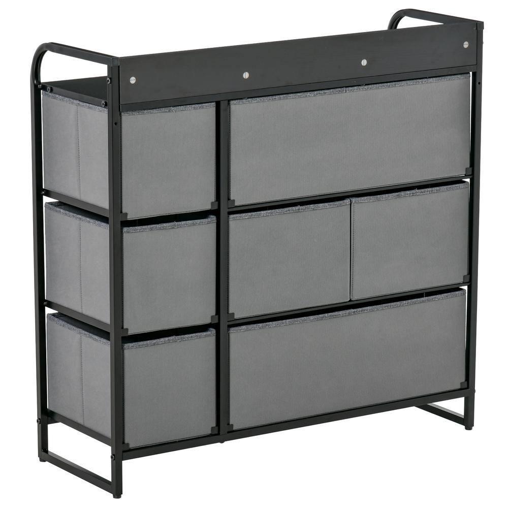 Red Barrel Studio® 7-Drawer Dresser, Fabric Chest Of Drawers, 3-Tier Storage Organizer For Bedroom Entryway, Tower Unit With Steel Frame Wooden Top