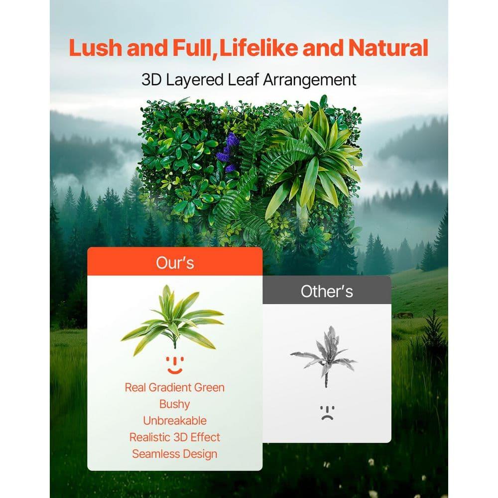 VEVOR Artificial Grass Wall Panels, 12 PCS 20 x 20 inch, 3D Combination Greenery Boxwood Panel for Indoor Outdoor Green Decor & Ivy Fence Covering, Privacy Backdrop Wall Hedge Screen for Garden