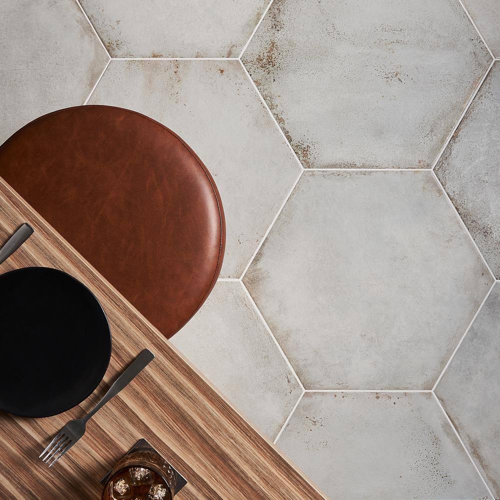 Angela Harris Fuller 20" Hex Porcelain Metallic Look Floor and Wall Tile
